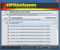 Showing the scan results in SUPERAntiSpyware 6
